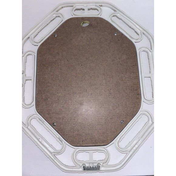Vintage Homco White Plastic Rattan Bamboo Look Octagonal Wall Mirror 17” X 14” - Picture 4 of 11
